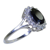 Kristine Black Stone Statement Ring with Sparkling Halo